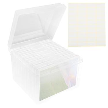 Imagem de KHZSPP Caixa de armazenamento de fotos, 7 porta-fotos internas, pode conter fotos de 12 x 17 cm, caixas organizadoras de plástico para cartões de sementes, adesivos, fotos, selos, material de