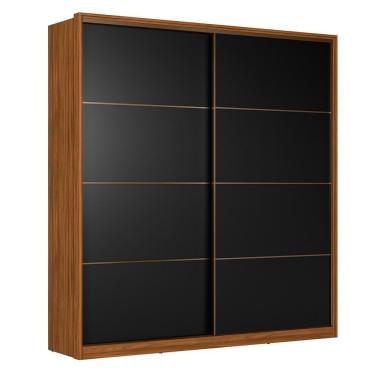 Imagem de Guarda Roupa Casal Belga 2 Portas Deslizantes Flex Nogueira-preto Prime Tx - Demartêz Nogueira-preto Prime