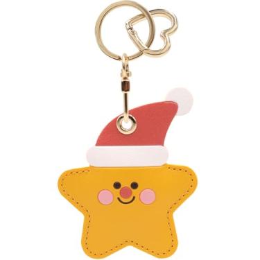 Imagem de MC Fashion Capa de chaveiro de couro PU compatível com AirTag, lindo chaveiro com tema natalino (estrela)