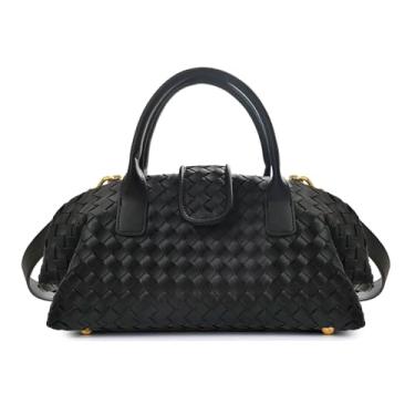 Imagem de JBRUN Bolsas de mão femininas modernas de couro PU bolsa de ombro com alça superior bolsa transversal feminina, Preto, Retrô