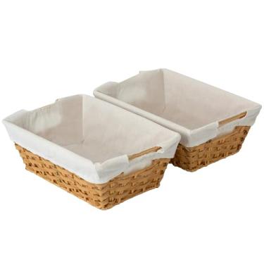 Imagem de Sukkiri Homu Cesto de armazenamento trapézio com alça, conjunto de 2 caixas organizadoras de vime impermeáveis para bancada de banheiro e vaso sanitário, caixa decorativa que economiza espaço, 30 cm C