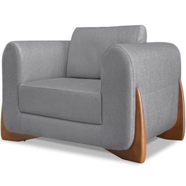 Imagem de Poltrona Jolie 1 Lugar Pes Boomerang Linho Cinza Ezz Cinza