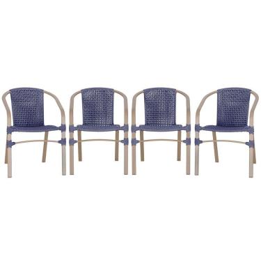 Imagem de 04 Cadeiras Floripa Aluminio Pintura Fendi Trama Original Azul