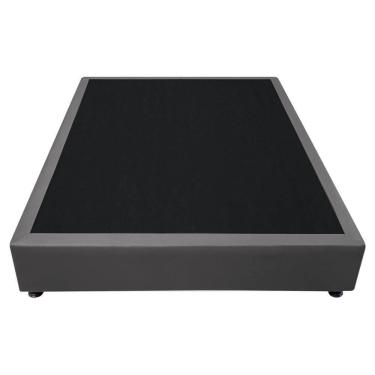 Imagem de Cama Base Box Casal Sintético Cinza 38x138x188