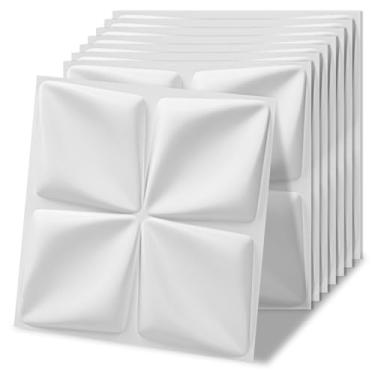 Imagem de Art3d Pacote com 100 painéis de parede 3D decorativos, decoração de parede interior de PVC, 30 cm x 30 cm, branco
