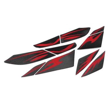 Imagem de aqxreight 10 Peças Adesivos de Carenagem de Motocicleta Decalques Laterais de Tanque de Combustível de Fibra de Carbono Adequados para 150 2018 2019 Proteção de Padrão Vermelho 2019 e Tanque para