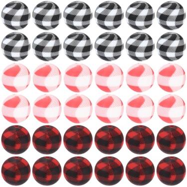 Imagem de SUNNYCLUE 45 peças, 3 cores, contas xadrez, 15 mm, contas redondas de silicone, padrão quadriculado, tartan, espaçadores soltos para canetas, chaveiro, joias, pulseiras, brincos, colar, artesanato