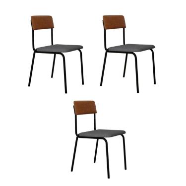 Imagem de Cadeira Fit Fixa C/4 Pes 475 X 505 X 810 Mm C/3 Un. Crt.cinza Claro/courino Caramelo Crt Cinza Claro/courino Caramelo