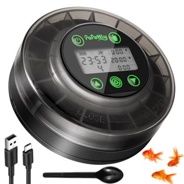 Imagem de Papettly Alimentador automático de peixes para aquário – Dispensador automático de comida de peixe para aquário com cabo USB e visor LCD, alimentador de peixe com temporizador para férias de fim de