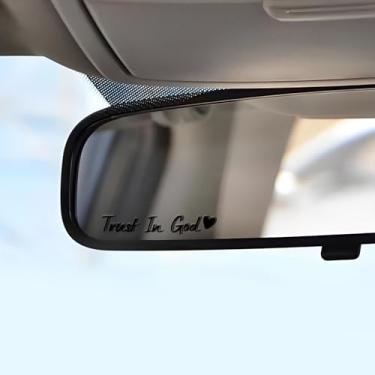 Imagem de Lyxheth 4 peças de adesivos de espelho retrovisor Trust in God, decalques de carro para mulheres, decalques de espelho Trust in God, adesivos decorativos de auto-afirmações de janela de veículos