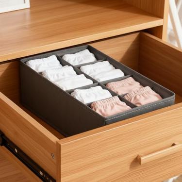 Imagem de Caixa de armazenamento de roupas dobrável de 8 grades com compartimento de polipropileno organizador conveniente para gaveta de armário embaixo da cama, 1 peça (cinza)