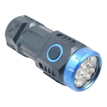 Imagem de Lanterna Tática LED Recarregável, 6 LEDs, 100 Lumens, Base Magnética, 12.5cm, 3 Modos, Resistente à Água, Cabo USB Incluso