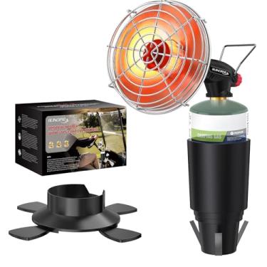 Imagem de Aquecedor de carrinho de golfe, aquecedor de acampamento portátil a propano, 2 em 1, com suporte de copo e suporte de cilindro de propano dobrável para carro EZGO Yamaha Club, acampamento, tendas