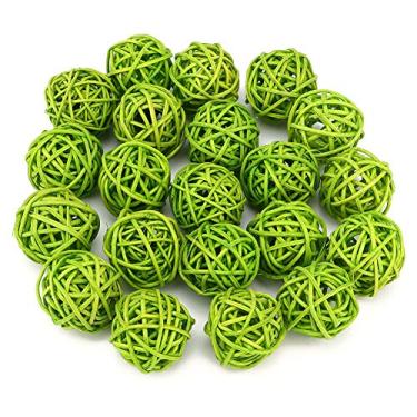 Imagem de 20 bolas de vime de vime, bolas decorativas de vime para festa de casamento, Natal, decoração de casa, vaso de parede, guirlanda, iluminação, decoração de árvore de teto (verde)