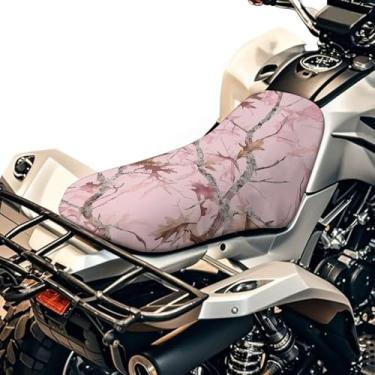 Imagem de Howilath Capa de assento de quadriciclo rosa caça camuflagem floresta quatro rodas capa de assento impermeável antiderrapante acessórios ATV compatível com a maioria para esportistas, rancheiros