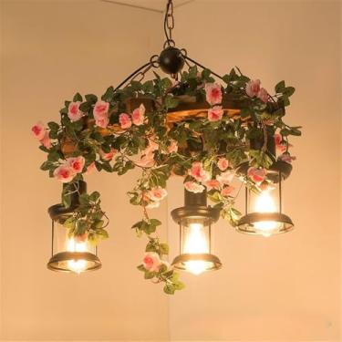 Imagem de Lustre Americano Pastoral LED Industrial Retrô Criativo Música Restaurante Bar Cafeteria Loja de Chá Loja de Roupas Decoração Plantas Verdes Luminária Pendente (YB 3 Lâmpadas)