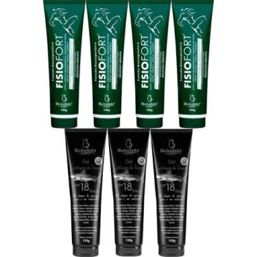 Imagem de Kit 4 Pomada Fisiofort 150G + 3 Gel Cartilagem De Tubarão - Bio Instin
