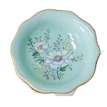 Imagem de Cesta de frutas Cestas de armazenamento de tigela de frutas cerâmica prato de frutas pintado à mão do padrão do vale decoração de casa cesta de frutas prato de frutas simples bandeja de frutas (cor: A