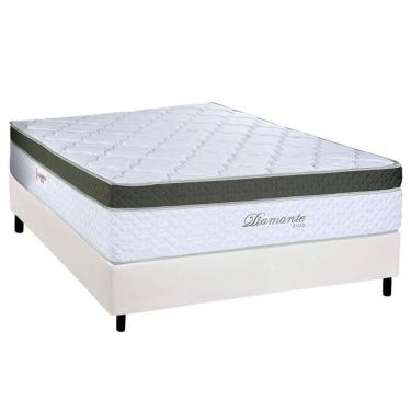 Imagem de Cama Box Casal: Colchão Molas Ensacadas Paropas Diamante Extra White + Base Crc Corano White (138x188)
