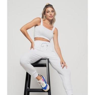 Imagem de Calça Jogger Salvatore Fashion Comfy Malha Canelada Feminina-Feminino