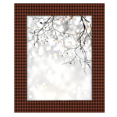 Imagem de Porta-retrato 28 x 35 cm preto e vermelho com estampa quadriculada fina feita de madeira maciça, moldura de 28 x 35 cm, para exibição de mesa e montagem na parede, para decoração de casa e ideias de