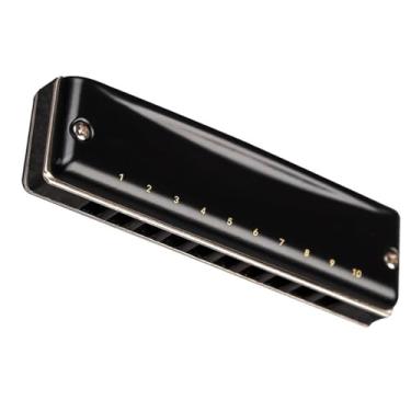 Imagem de Gaita profissional de 10 furos Blues C Key Harmonica Preto fosco Instrumento profissional