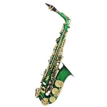 Imagem de Saxofone profissional saxofone alto tubo de latão verde corpo E plano saxofone instrumento de latão kit para iniciantes
