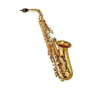 Imagem de Saxofone profissional Saxofone alto liso EB lacado dourado adequado para adultos e crianças iniciantes kit de saxofone de latão para iniciantes