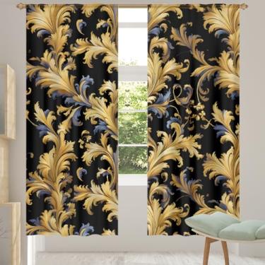 Imagem de 2 conjuntos de painéis de cortinas transparentes amarelas com flores paisley, cortinas transparentes arejadas com filtro leve, painéis de cortina de porta e janela para sala de estar, quarto, jantar