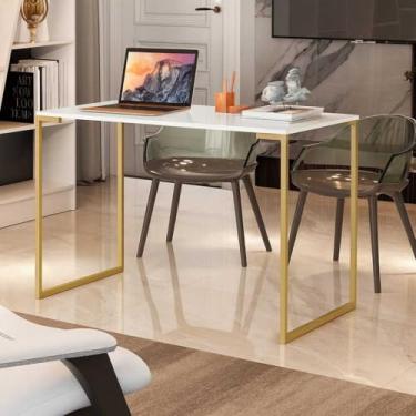 Imagem de Mesa Escrivaninha 90cm para Computador Notebook Estudo Home Office Cantinho do Café Pés de Ferro(PéBronze)