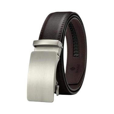Imagem de Cinto De Couro Luxuoso Masculino Com Fivela Automática, Cinto De Negóc