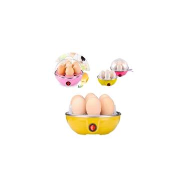 Imagem de Cozedor Elétrico de Ovos, 7 Ovos de Capacidade, 350W, Desligamento Automático, Plástico, 15 × 15 × 15 cm, Azul/Amarelo/Rosa/Branco, 110V