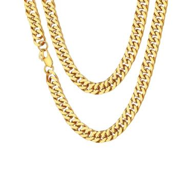 Imagem de ChainsHouse Corrente masculina e feminina, corrente de elos francos, aço inoxidável/banhado a ouro 18K, banhado a ouro 18 K, 3 mm/4,5 mm/5 mm/6 mm/7 mm/10 mm/13 mm de largura, enviar