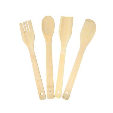 Imagem de Conjunto De Utensílios De Bambu Com 2 Espátulas 01 Colher 01 Garfo