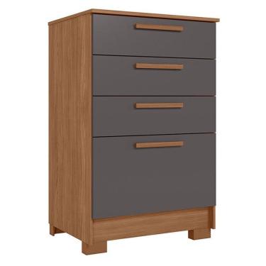 Imagem de Comoda 4 Gavetas Aruba Jatobá Grafite Acetinado - Santos Andirá