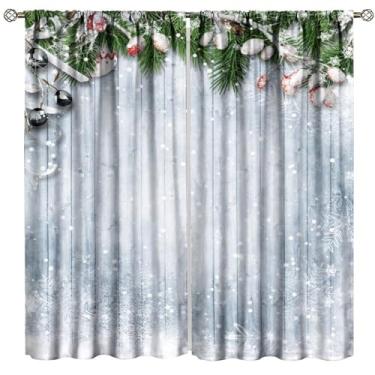 Imagem de Cortinas blackout com estampa de madeira de gelo de Natal