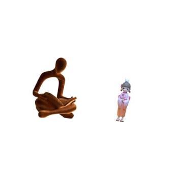 Imagem de Fenteer Escultura de Figura Humana Abstrata, Ornamento para Escritório, Bar, Casamento, Estátua de Resina, Boneca Gueixa Japonesa Kabuki, Boneca de Aniversári