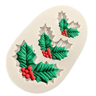 Imagem de YZYDF Molde de silicone para bolo de fondant para decoração de folhas de Natal