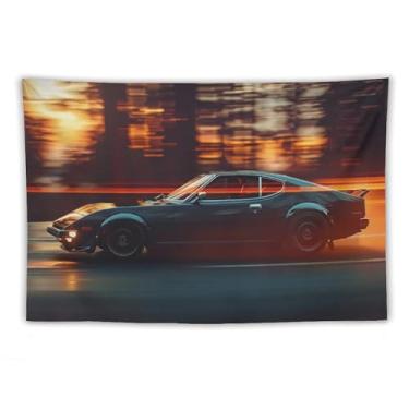 Imagem de HouLaiZhe Tapeçaria de carro retrô clássico carro esportes Jdm arte pendurar na parede quarto decoração de casa tapeçarias estética piquenique decoração de parede arte de parede para dormitório sala