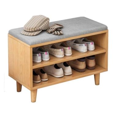 Imagem de Banqueta para mudança de sapatos, sapateira, porta de entrada de casa, banco macio, porta de entrada simples e moderna, pode sentar-se na cadeira trocando o banco de pé, uma cor (uma cor-P 40 cm