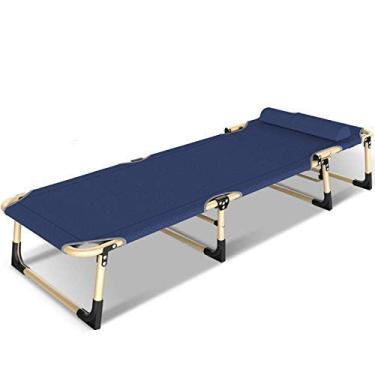 Imagem de YYBOES Espreguiçadeira dobrável de jardim, mesas e cadeiras espreguiçadeiras dobráveis, espreguiçadeiras planas, encosto ajustável, reclinável ao ar livre - azul-marinho