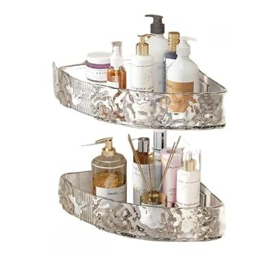 Imagem de Prateleiras Para Casa De Banho Sem Furos Com Ganchos Angulares - Suportes Para Casa De Banho E AcessóRios Para Casa De Banho(1,TRIÂNGULO TRANSPARENTE)