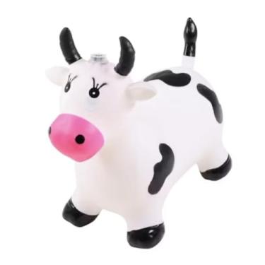 Imagem de Cavalinho Upa Upa Vaquinha Brinquedo Com Som Inflável Com Música Infantil e Led Pula Pula Cores: Marron e Branca (BRANCA)