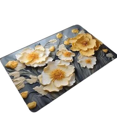 Imagem de Tapete Flores 5D de Microfibra Antiderrapante - Absorção Rápida, Ideal para Banheiro e Entrada, Decorativo e Confortávelção(FLORES Aleatório)
