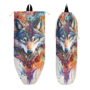 Imagem de xigua Suporte de parede para saco de plástico Wolf com cordão, 1 pacote, organizador de sacolas de supermercado reutilizável para bolsas, meias, roupas íntimas e gravatas