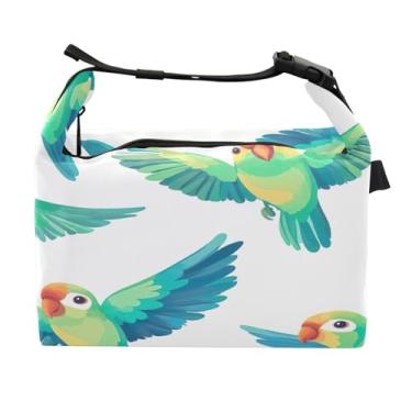 Imagem de STAYTOP Lancheira fofa de papagaio verde com fivela de alça, lancheira isolada para meninos e meninas, lancheira térmica para trabalho escolar