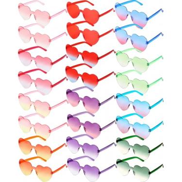 Imagem de Virtue morals Óculos de sol em forma de coração para mulheres, lembrancinhas de festa de Dia dos Namorados e Mardi Gras, acessório de moda de verão (24, gradiente multicolorido)