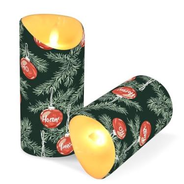 Imagem de Blueangle Pacote com 2 velas de galhos de árvore de Natal sem chama com controle remoto e temporizador, velas LED cintilantes (7,6 cm x 15 cm) para decoração de casa, casamento, acampamento (771)