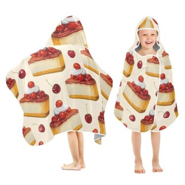 Imagem de Burbuja Cheesecakes Toalha de banho com capuz para crianças, toalha de praia de pelúcia macia absorvente para meninas e meninos 3-10 anos, 61 x 127 cm