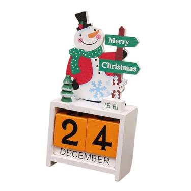 Imagem de oshhni Calendário do Advento de Madeira com Contagem Regressiva, Calendário Perpétuo de Natal, Decoração de Mesa para Quarto, Escritório, Casa e, Style E